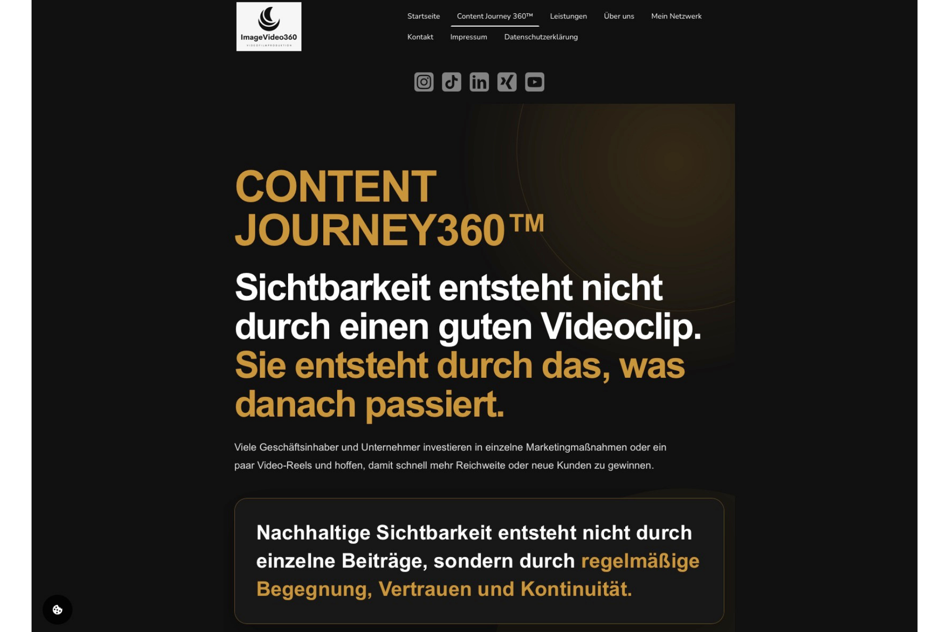 Modernisierte Website von ImageVideo360 mit Content-Journey-Übersicht